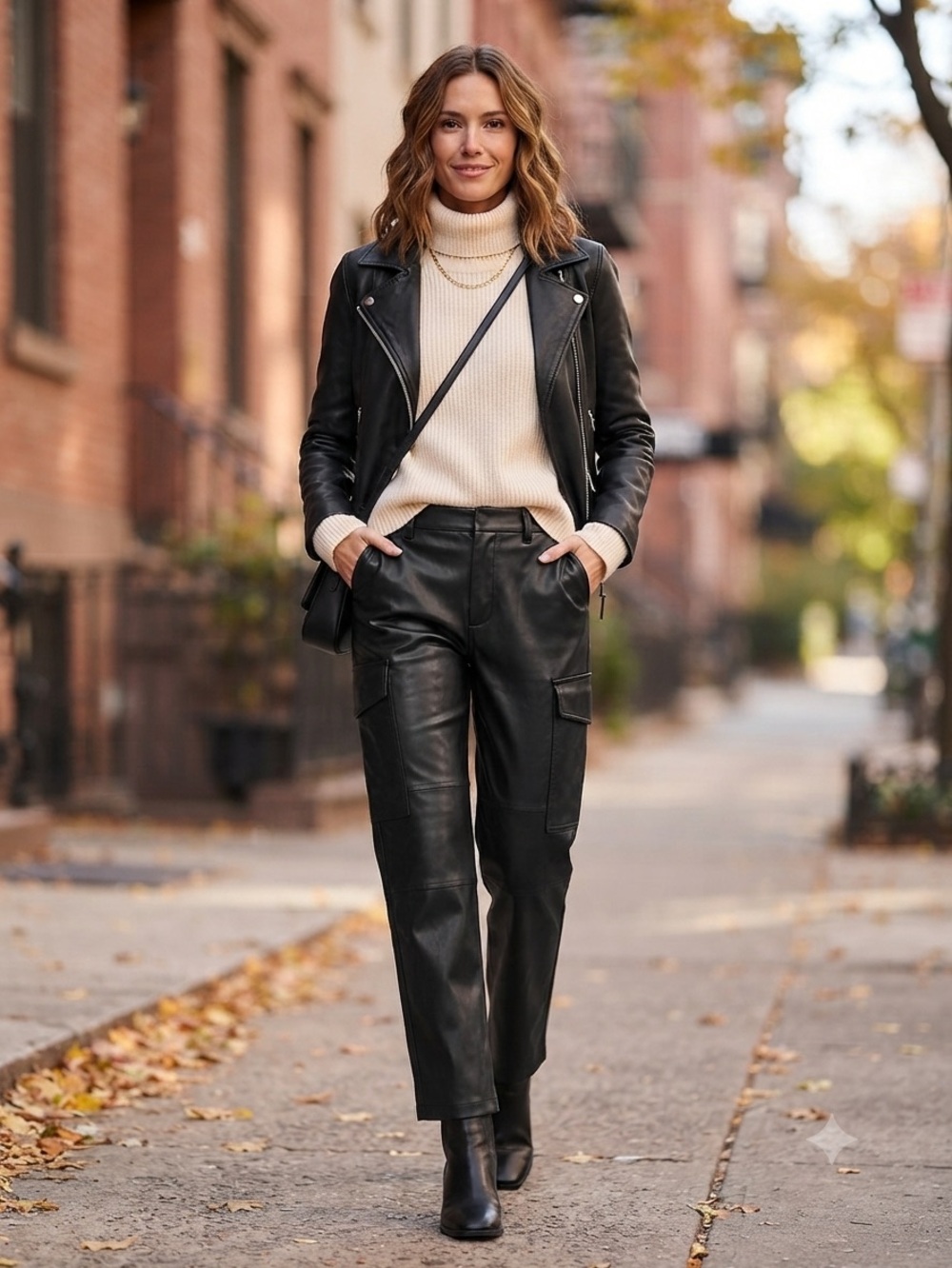 Gap Faux Leather Cargo Pants Black Size 28 / 6 Regular Utility Trousers